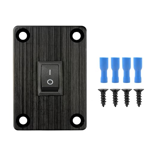 1Pcs Black KCD1 Boat Rocker Switch 2-Position 2-Pin SPST Panel Switch 6A 250VAC 10A 125VAC, with 4pcs FDFD2-187 Blue Terminals, CE