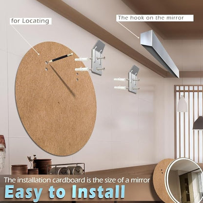 KWW 24 Inch Large Modern LED Round Bathroom Vanity Mirror, Color Temperature Adjustable, Anti-Fog Dimmable Lights, Easy to Install, Wall Mounted Makeup Mirror with Smart Touch Button