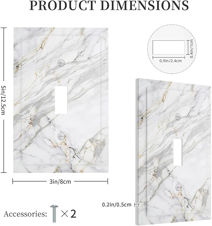 Decorative Light Switch Cover Plate Gray Gold Marble Abstract Modern Luxury 1 Gang Single Toggle Wall Plate Electrical Outlet Covers Decorate Switch Plate Cover for Bedroom Home Decor
