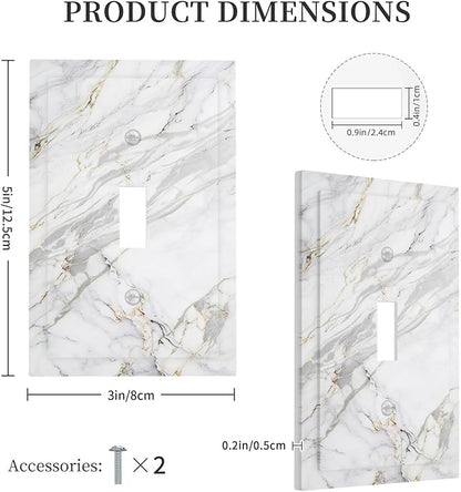Decorative Light Switch Cover Plate Gray Gold Marble Abstract Modern Luxury 1 Gang Single Toggle Wall Plate Electrical Outlet Covers Decorate Switch Plate Cover for Bedroom Home Decor