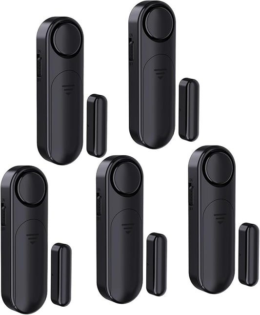 5-Pack Window Alarms for Home Security, 120dB Door and Window Open Sensor Chime for Kid Safety, Pool Safety, Sliding Door, DIY Protection, Easy Installation,Ideal for Home,Garage,Apartment,Black