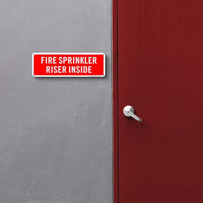 2 Pack Fire Sprinkler Riser Inside Sign, 12"x 4" .04" Aluminum Reflective Sign Rust Free Aluminum-UV Protected and Weatherproof