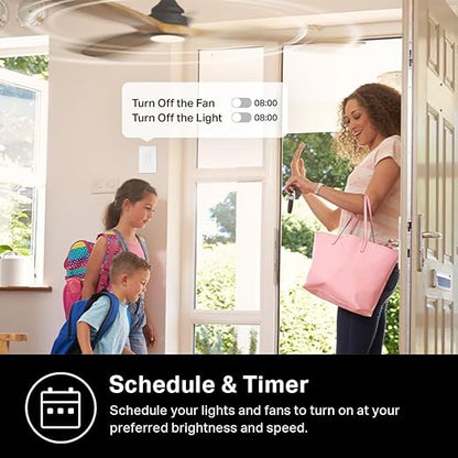 Kasa Smart Ceiling Fan Control & Dimmer Switch | Adjustable 4-Speed Fan & Brightness Control | Works w/Apple HomeKit, Alexa & Google Home | 2.4G Wi-Fi Only, Single Pole, Neutral Wire Required | KS240