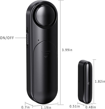 Window and Door Alarm When Opened (2 Pack) for Kids Safety/Home Security, Sliding Front Door Opening Sensor Alarms for Dementia, 120dB Burglar Alert, Ideal for Business, Garage, Apartment,House, Black