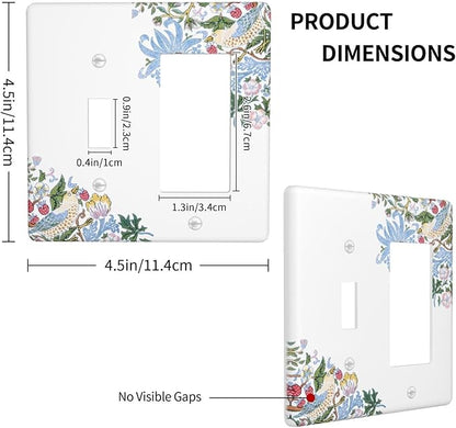 Decorative Outlet Covers Retro Morris Strawberry Rustic Plant Bird 2 Gang 1 Gang Wall Plate Cover Single Toggle Rocker Combo Light Switch Cover Plate Face Plate