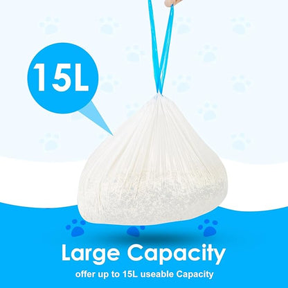 Cat Litter Bags 60Count, 26.37"x15.74" Drawstring Close Litter Box Liners for Automatic Litter Box,Thick Cat Poop Bags,Easy to Clean,Heavy Duty Robot Bag for Self-Cleaning Box