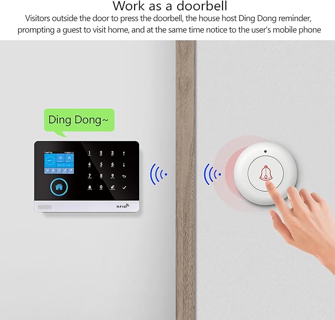 Wireless Home Alarm Security System 13PCS 433MHz LCD Display with Host Remote Controls Alarm Window Door Sensor WiFi+GSM Auto Dial Alarm Compatible with Alexa Google Home Voice Control