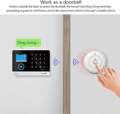 Wireless Home Alarm Security System 13PCS 433MHz LCD Display with Host Remote Controls Alarm Window Door Sensor WiFi+GSM Auto Dial Alarm Compatible with Alexa Google Home Voice Control