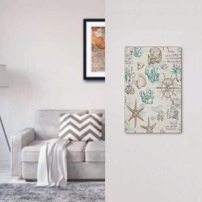 Mid Century Seashells Starfish Compass Light Switch Cover Plate 1 Gang No Device Blank Electrical Wall Plates Faceplate Decorative Switch Plate For Nursery Kids Room Decor