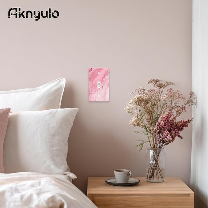 Abstract Pink Marble Design Acrylic Switch Wall Plate Light Switch Plates Cover Durable Acrylic Wall Plate Decorative Single Gang Wall Plate