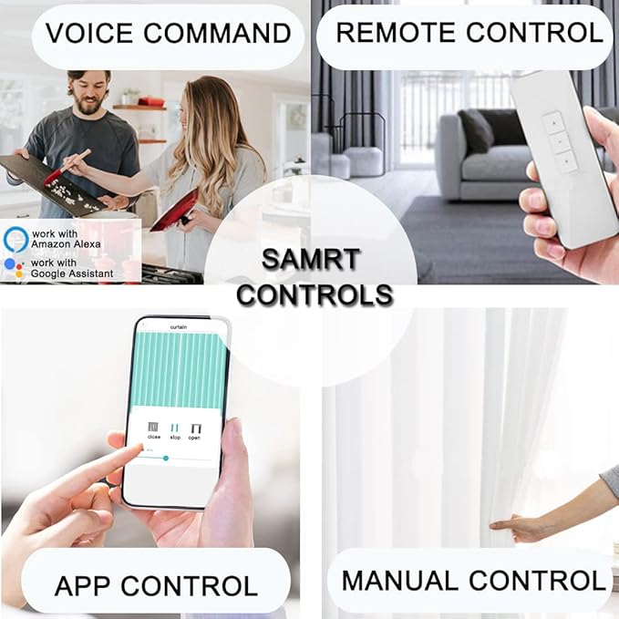 Celling Smart Curtains System, Electric Track with Adjustable Rail,Automatic Curtain Opener,Motorized Curtains Rods With Remote, Compatible with Alexa/Google Home (Up to 200in)