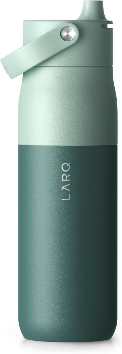 LARQ Bottle Swig Top 34oz - Insulated Stainless Steel Water Bottle With Built-In Silicone Handle | BPA Free | Reusable Water Bottle for Sports, Gym, and Travel, Eucalyptus Green