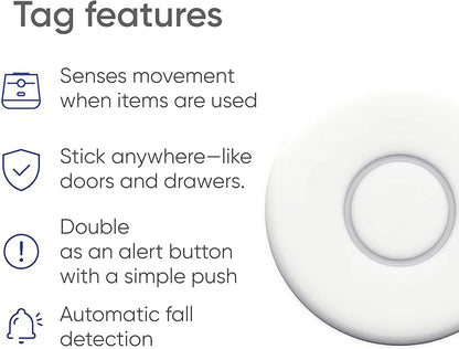 Tags - Fast, Easy Integration with Existing Smart Care Systems - Motion Detection, Emergency Panic Button, Wearable Fall Detection - Battery Operated - 2 Tags