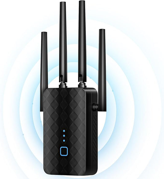 WiFi Extender Signal Booster, Dual Band 5.8GHz&2.4GHz, WiFi Booster Covers Up to 10000 Sq.ft, WiFi Repeater 1.2Gbps with Ethernet Port, One-tap Setup, Made for USA