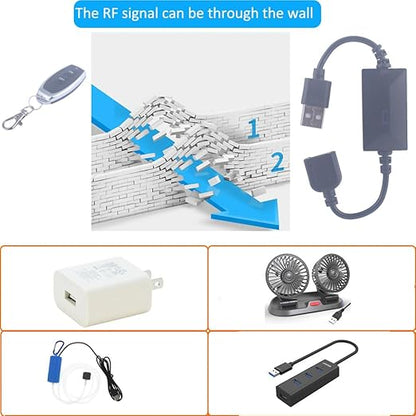DC 3.6V-24V 5V USB Wireless Remote Control Switch 433MHz 2 Transmitter 1 Receiver 12V Remote Switch ON Off for LED Light, Strip Fan Camera DIY Toys (USB 3.6V-24V/ 2* Controller)