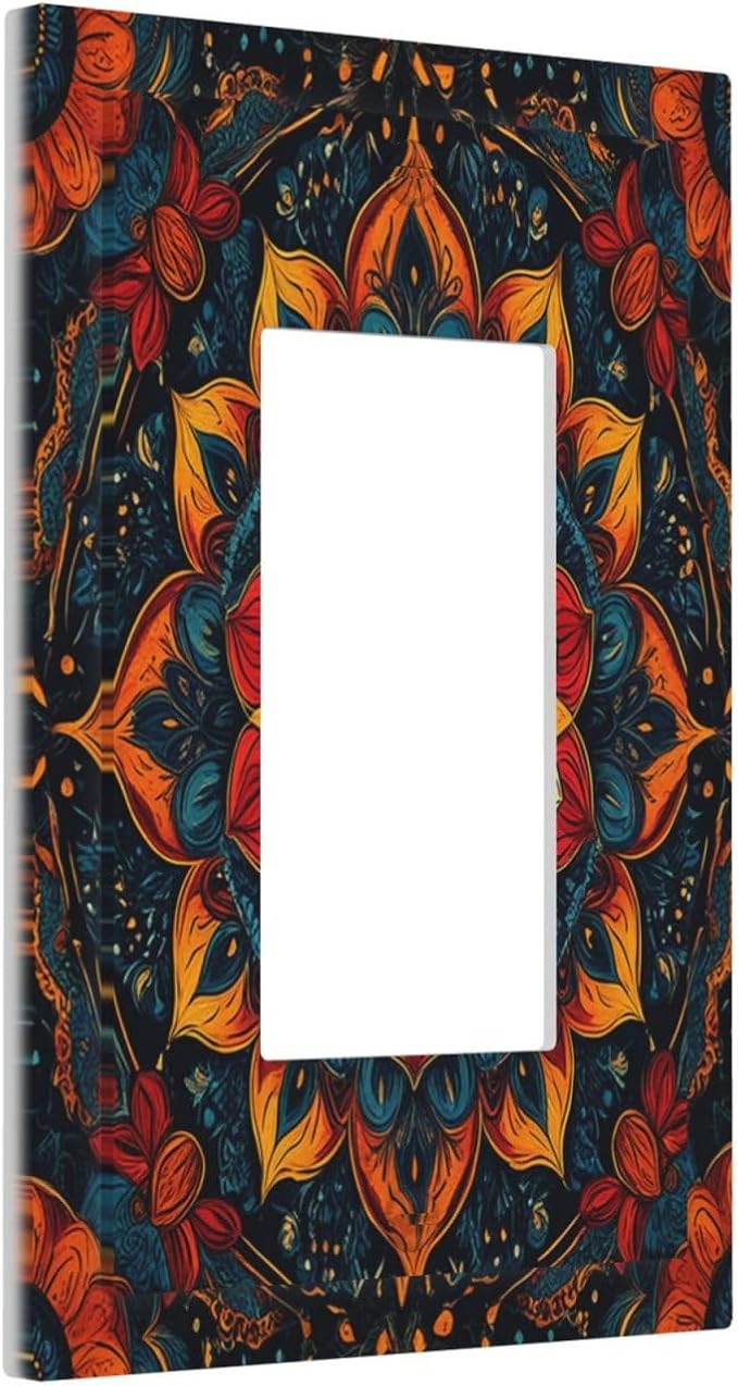 Outlet Covers Boho Colorful Mandala 1 Gang Wall Plates Single Rocker Light Switch Covers Decorative Switch Plates Electrical GFCI Panel Covers for Home Office Decor 5 X 3 IN
