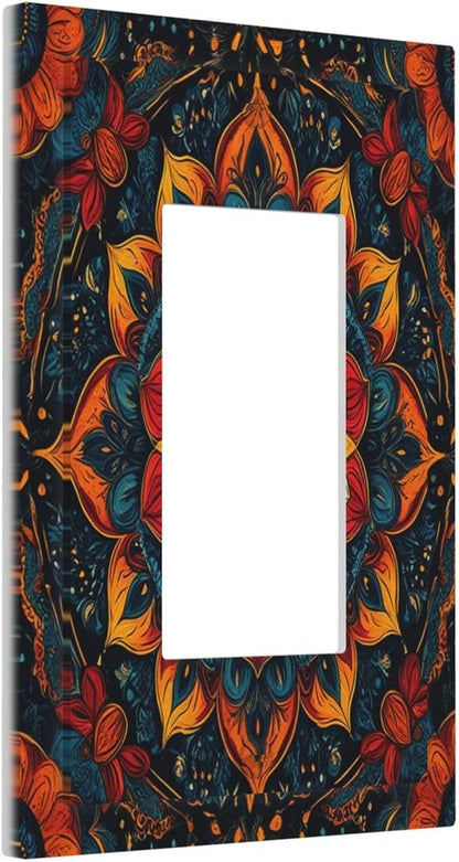 Outlet Covers Boho Colorful Mandala 1 Gang Wall Plates Single Rocker Light Switch Covers Decorative Switch Plates Electrical GFCI Panel Covers for Home Office Decor 5 X 3 IN