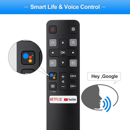 Voice Replacement for TCL-Android-TV-Remote,New Upgraded RC802V for TCL Smart TVs with Google Voice Function