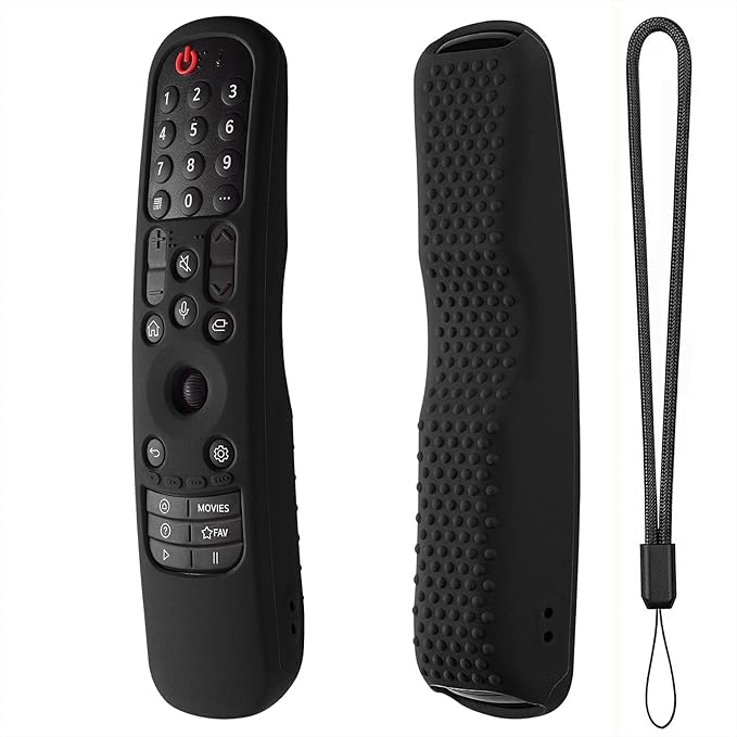Hi Color Silicone Cover for MR24GA/MR21GA/MR22GN/MR23GA Protective Case Compatible with LG Magic TV C2 C3 G3 OLED Remote Control Slicone Sleeve with Lanyard(Black)