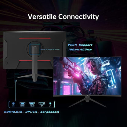 KTC 32 Inch Curved Gaming Monitor, FHD 1080P 165Hz PC Monitor, 1500R, 122% sRGB with HDR, FreeSync Premium, HDMI 2.0x2, DisplayPort 1.4, VESA Compatible, Tilt Adjustable, Eye Care, H32S17C