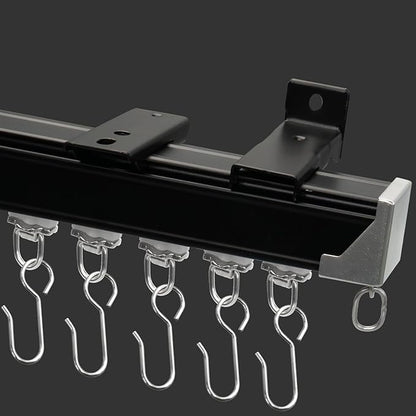 Curtain Track for Ceiling or Wall, Heavy Duty Aluminum Alloy with Smooth Sliding, Easy to Install, Black, 3ft To 15ft