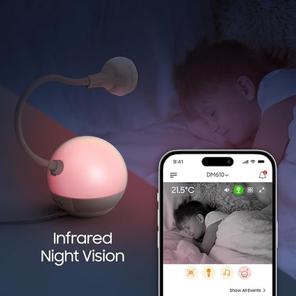 CHILLAX Baby Monitor Baby Mood Plus,5-inch 1080p HD Camera Wi-Fi Baby Monitor,with Sleep Trainer & Mood Light Soother,Flexible Gooseneck and 360°Pan View,Accessible via Phone App and Nursery Features