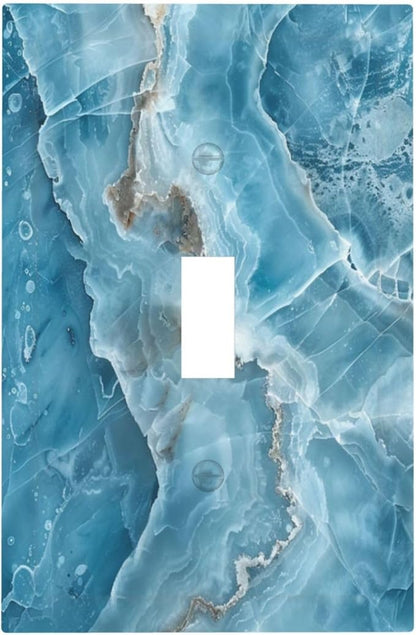 Decorative Light Switch Cover Plate Abstract Watercolor Blue Marble Texture 1 Gang Single Toggle Wall Plates for Electrical Outlets Outlet Covers Switch Plate Covers for Kitchen Decor