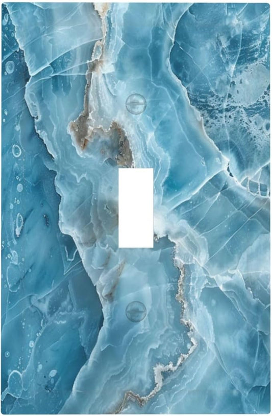 Decorative Light Switch Cover Plate Abstract Watercolor Blue Marble Texture 1 Gang Single Toggle Wall Plates for Electrical Outlets Outlet Covers Switch Plate Covers for Kitchen Decor