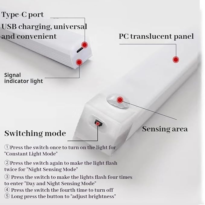 Punch-Free Smart Sensor Magnetic Rechargeable Led Lights, Rechargeable Motion Sensor Lights, Motion Sensor Light Indoor, for Wardrobes Kitchens Closets and Studios (4Set-Warm,30cm/11.81in)