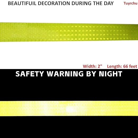 Fluorescent Yellow Reflective Tape 2 inch, Outdoor Waterproof High Visibility Warning Safety Industrial Marking Tape (68 feet)