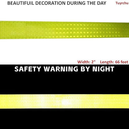 Fluorescent Yellow Reflective Tape 2 inch, Outdoor Waterproof High Visibility Warning Safety Industrial Marking Tape (68 feet)