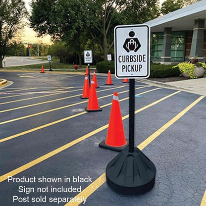 Plasticade Roll-A-Post Portable Sign Post with 60" Power Post Plastic Signpost, Designed for Schools, Sidewalks or Parking Lots, Durable and Resistant to Weathering, Yellow Base with Black Post