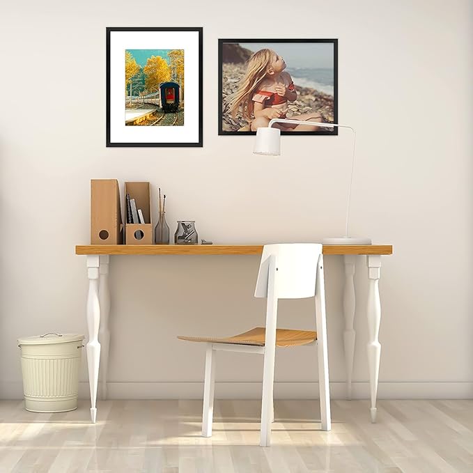 Golden State Art, 16X20 Picture Frame with Mat for 11X14 - High Definition Glass Wall Mounting Horizontal Vertical Display (Black, 2 Pack)