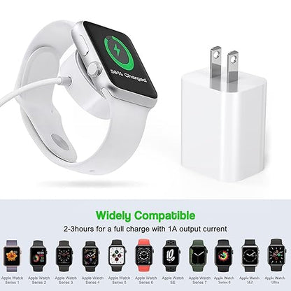 Fast Charger for Apple Watch,2 Pack USBC & A PD Wall Charger Adapter with 10FT Long USBA Magnetic Apple Watch Fast Charging Cable Portable Compatible with iWatch Series 10/9/8/7/SE/SE2/5/4/3/2/1/Ultra