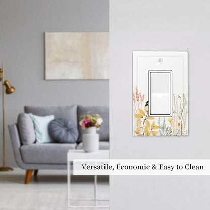 Decorative Outlet Covers Colorful Floral Watercolour Cuddly Bird 1 Gang Single Rocker Light Switch Cover Plate Wall Plates Gfci Faceplate For Bed Room Living Room Decor