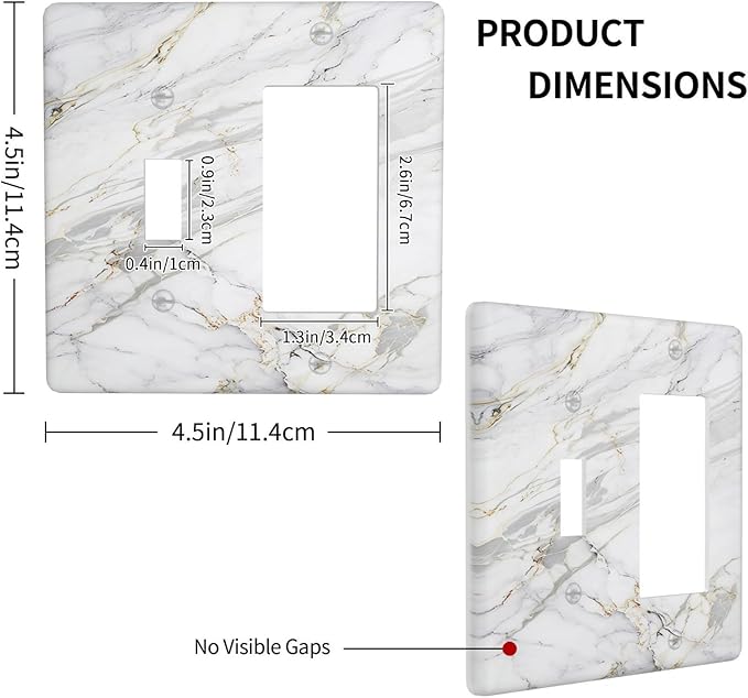 Outlet Covers Gray Gold Marble Abstract Modern Luxury 1 Toggle 1 Rocker Combo Light Switch Cover Plate Decorative Switch Plate Covers Electrical Wall Plate for Bedroom Home Decor