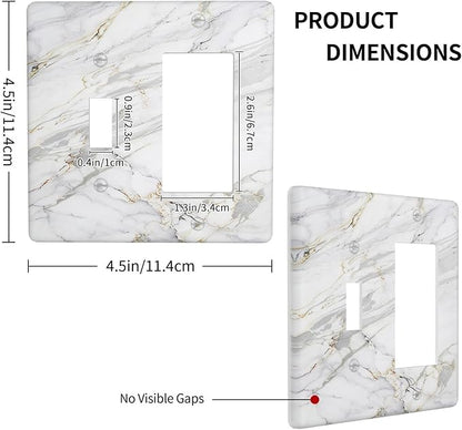 Outlet Covers Gray Gold Marble Abstract Modern Luxury 1 Toggle 1 Rocker Combo Light Switch Cover Plate Decorative Switch Plate Covers Electrical Wall Plate for Bedroom Home Decor