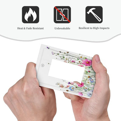 Decorative Outlet Covers Boho Colorful Flowering Plant Wild Flower 1 Gang Single Rocker Light Switch Cover Plate Wall Plates Gfci Faceplate For Bed Room Living Room Decor