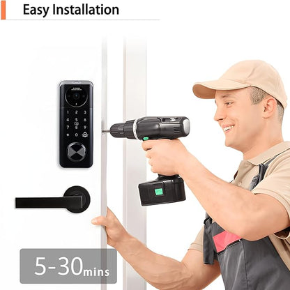Video Smart Lock with Camera, 5 in 1 Keyless Entry Door Lock with App Control, Built-in WiFi Camera Deadbolt Lock for Front Door, Video Calling (Matte Black)