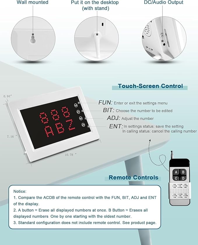 Wireless Caregiver Pager Nursing Calling System Elderly Alarm with 1 Display Receiver and 10 Waterproof 2 Key Call Buttons for Nursing Home Clinic (10 M2 Call Buttons)