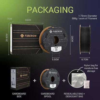 Polymaker Fiberon PA12-CF10 Nylon Filament 1.75mm Black 0.5kg, Low Moisture Sensitivity PA12-CF Carbon Fiber Nylon 1.75mm 3D Printing Filament