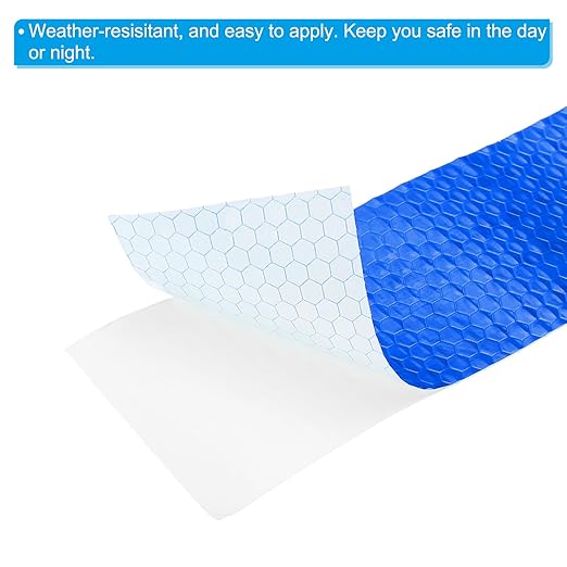 PATIKIL 2 Inch x 10 ft Reflective Tape, 1 Roll Waterproof Self Adhesive High Visibility Caution Warning Safety Tape Reflector with Scraper for Trucks Trailers Cars, Blue