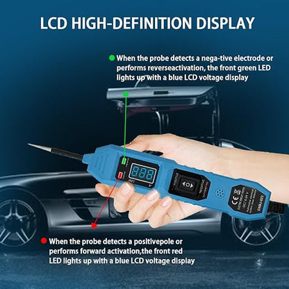 Power Circuit Tester, 6-24V DC Test Light Short Circuit, Automotive Component Electrical Polarity Identify Continuity Tester, Overload Protection