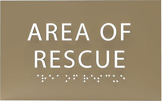 6" X4" Area of Rescue Sign - ADA Compliant Tactile Graphics Grade 2 Braille Text Wall Sign | Emergency Assistance, Refuge Place Sign for Schools, Offices, Apartments & Restaurants