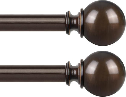 KAMANINA 2 Pack Curtain Rods for Windows 48 to 84 Inch (4-7ft), 7/8 Inch Single Heavy Duty Window Curtain Rod Adjustable Decorative Drapery Rods with Round End, Antique Bronze