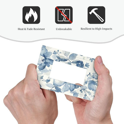 Decorative Outlet Covers Blue Watercolor Floral 1 Gang Single Rocker Light Switch Cover Plate Wall Plates GFCI Faceplate for Bedroom Bathroom Decor