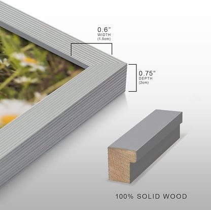 Renditions Gallery Set of 4, 11X14 Custom Photo Prints with Real Wood Picture Frames. Create Personalized Photos with Peel & Stick Photo Frames. Gray Frame