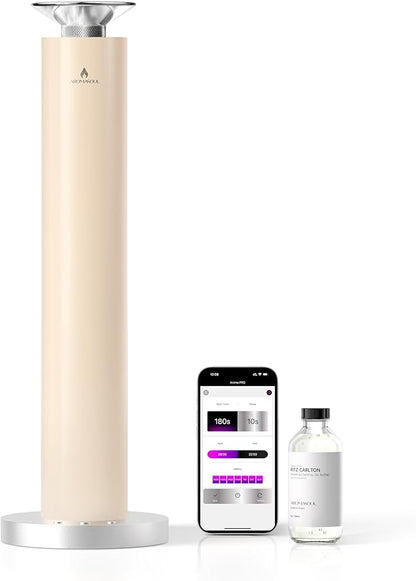 Waterless Scent Diffuser Starter Kit - Alloy Atomization System, Smart Rechargeable Hotel Scent Diffuser, 1500 Sq Ft Coverage, Including 120ml Essential Oil, for Home, Large Room, Spa, Cream