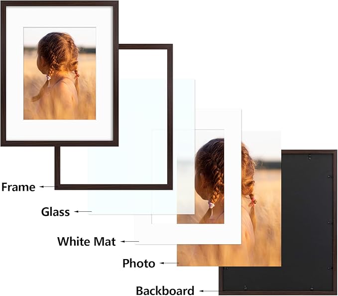 Golden State Art, 16x20 Picture Frame with Mat for 11x14 - High Definition Glass Wall Mounting Horizontal Vertical Display (Brown, 1 Pack)