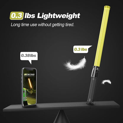 RoadHero 21 Inch Traffic Wand, Yellow LED Traffic Control Baton with 2 Flashing Modes, Night Safety Light Wand with Side Clip for Airport, Parking, Car Directing